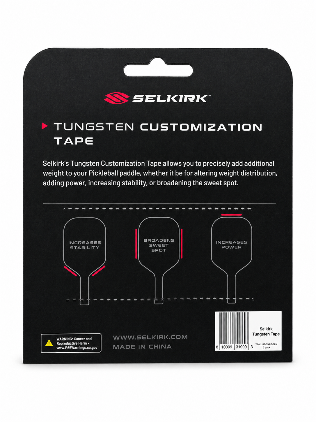 Selkirk Tungsten Tape - Four 8" Strips of 0.1 oz Tape - The Pickleball Store